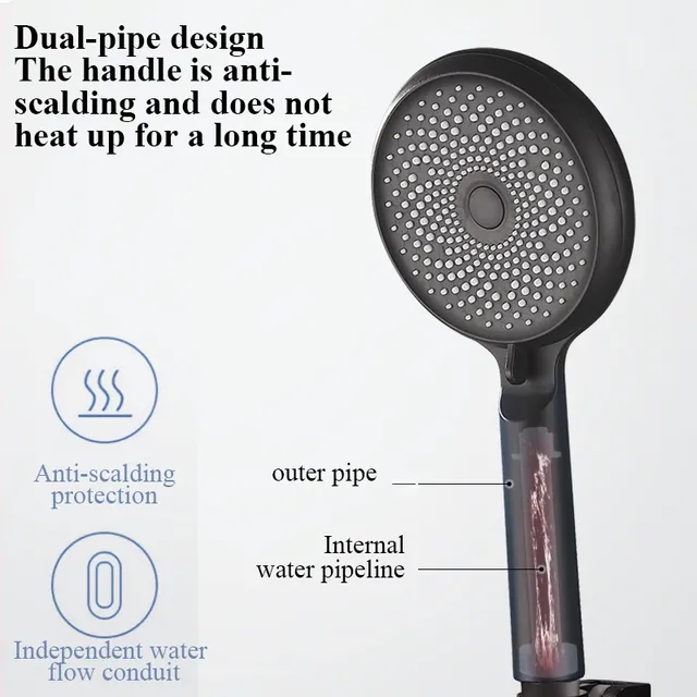 Pommeau de douche 3 modes de pluie ABS rond haute… – vue 4