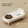 Gamelle surélevée double bols inoxydable émaillés blancs… – vue 6