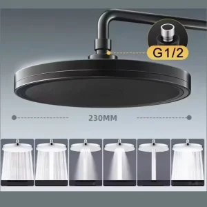 Pommeau de douche à effet de pluie, 6 Modes, grand débit, superchararge, rond, haute pression, pulvérisation supérieure, accessoires de salle de bains, 230mm