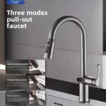 Robinet extractible de cuisine, eau chaude et froide extensible, lavabo tout en cuivre, évier anti-éclaboussures, robinet domestique