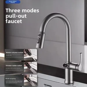 Robinet extractible de cuisine, eau chaude et froide extensible, lavabo tout en cuivre, évier anti-éclaboussures, robinet domestique Robinet extractible de cuisine, eau chaude et froide extensible, lavabo tout en cuivre, évier anti-éclaboussures, robinet domestique