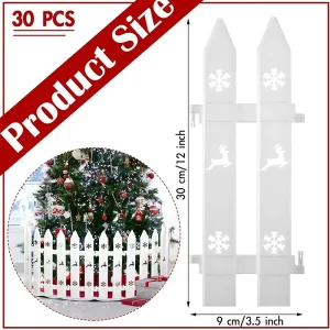 Ensemble de valises pour arbre de noël en plastique blanc, 30 pièces, panneaux avec dessus et Base décoratifs, clôture de jardin de 12 pouces de haut pour la décoration de noël