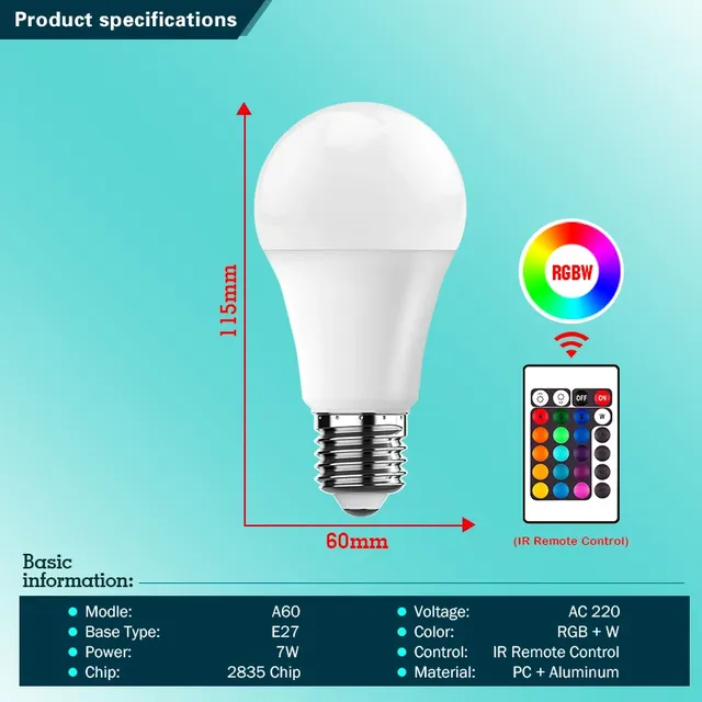 Ampoule LED multicolore RGB – vue 2