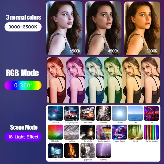 Bâton lumineux LED coloré RGB pour photographie et vidéo – vue 3