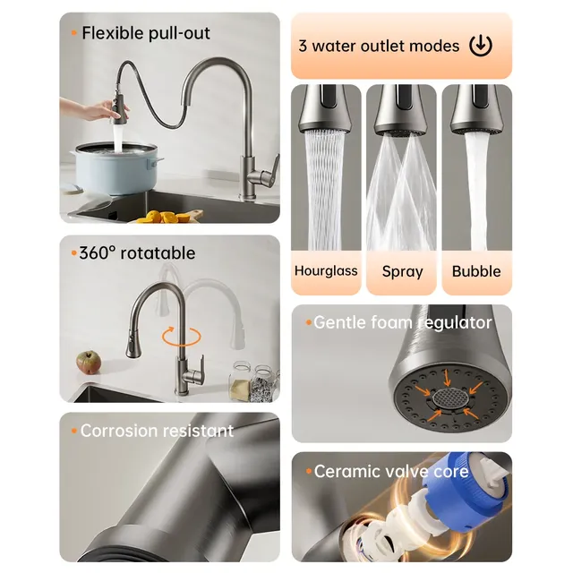 ORIENTAL YUHONG 304 robinet de cuisine extractible en… – vue 2