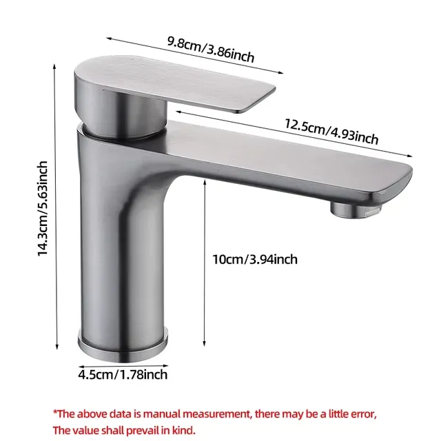 Pistolet gris/acier inoxydable brossé robinet lavabo… – vue 6