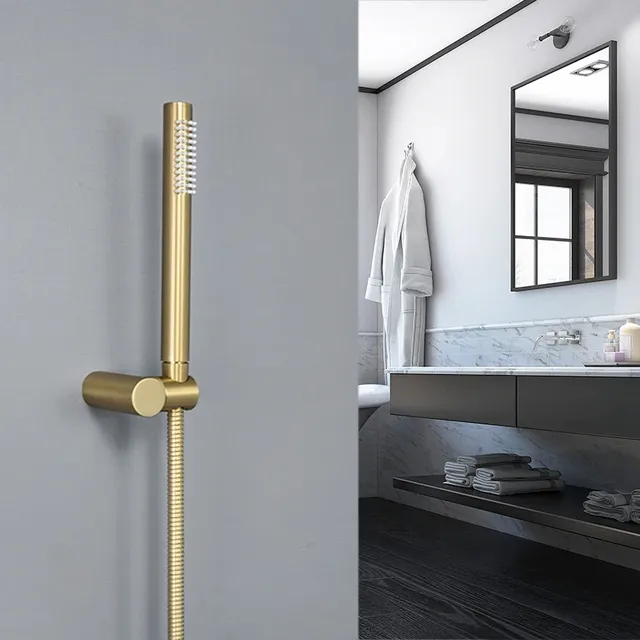 Pommeau de douche à main en laiton doré brossé – vue 6