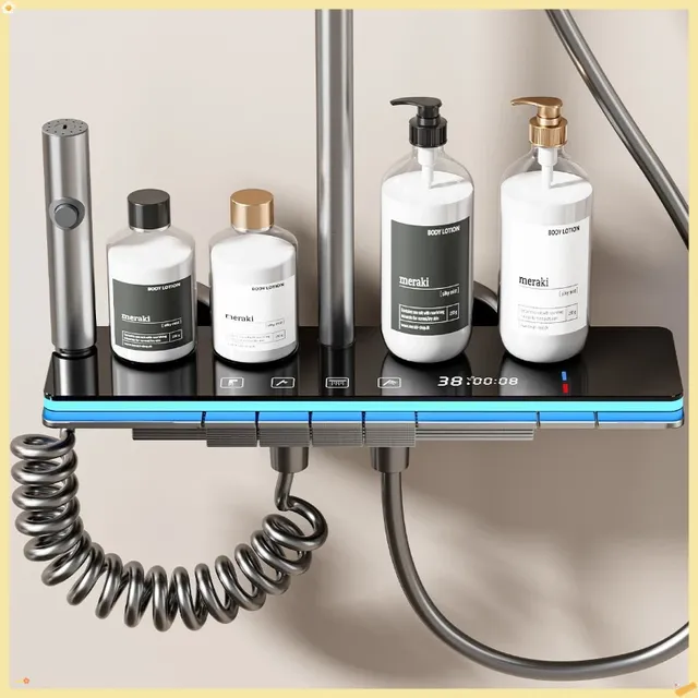 Système de douche gris avec lumière ambiante – vue 2