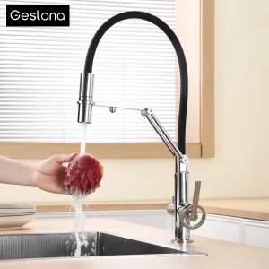 Robinet de cuisine moderne en laiton chromé avec pulvérisateur extractible 3 en 1, caractéristique d’eau Pure, robinet mitigeur d’évier chaud et froid à 2 poignées à trou unique Robinet de cuisine moderne en laiton chromé avec pulvérisateur extractible 3 en 1, caractéristique d’eau Pure, robinet mitigeur d’évier chaud et froid à 2 poignées à trou unique