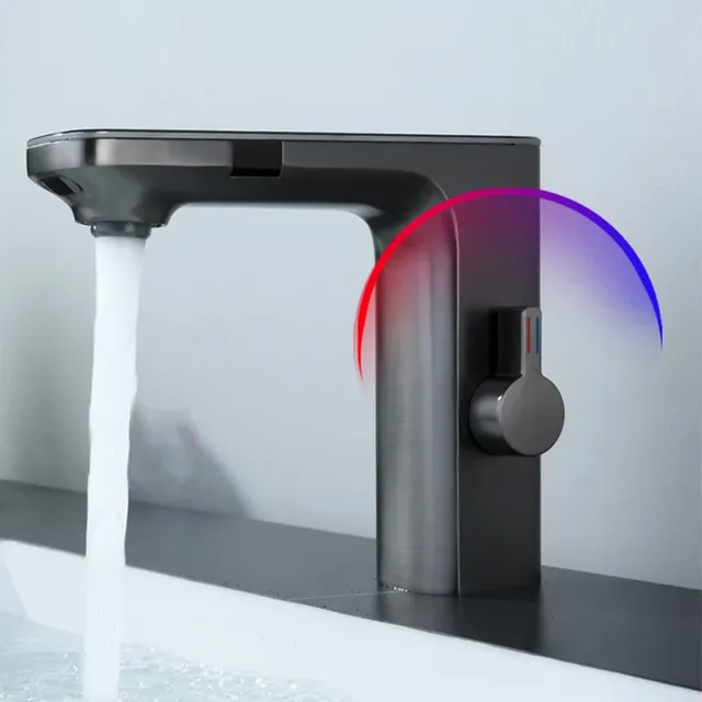 Robinet de lavabo à capteur intelligent gris pistolet – vue 3