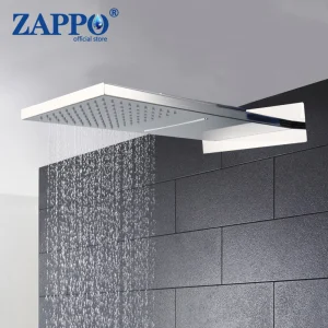 ZAPPO Pommeau de douche cascade carrée pour salle de bain Pommeau de douche à grande pluie en acier inoxydable pour système de douche mural argent/or ZAPPO Pommeau de douche cascade carrée pour salle de bain Pommeau de douche à grande pluie en acier inoxydable pour système de douche mural argent/or