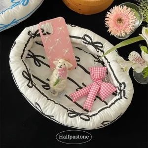 Panier de rangement à nœud coréen, panier de rangement de bureau pour bijoux et cosmétiques, panier d&rsquo;organisation, décoration de la maison féminine