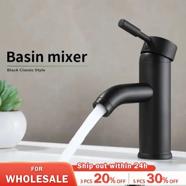 Robinet noir de style minimaliste en acier inoxydable – vue 2