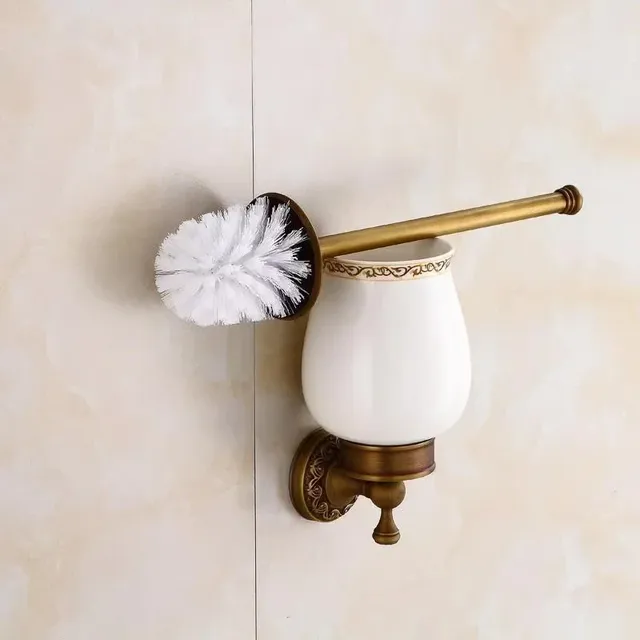 Porte brosse mural laiton massif bronze antique support… – vue 2