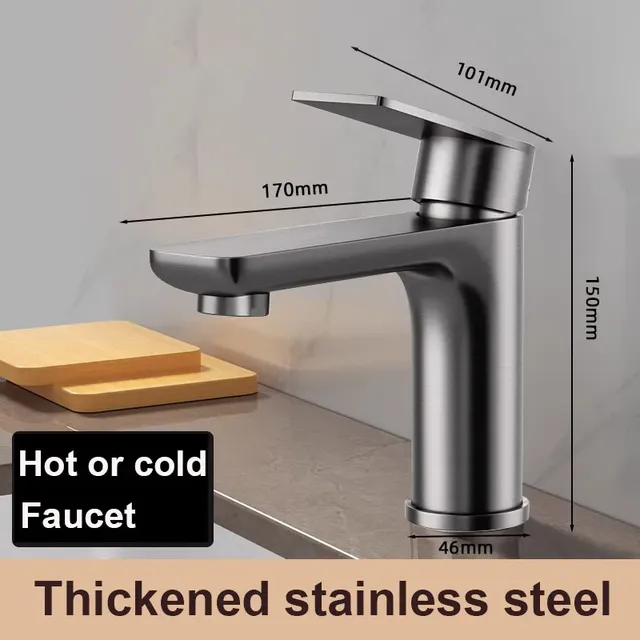 Robinet de lavabo noir en acier inoxydable épais – vue 3