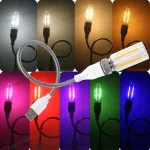 Veilleuse LED un ensemble d&rsquo;ampoules USB pliable veilleuse USB tuyau en métal et ampoule de nuit violet rose bleu vert