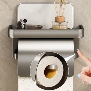 Porte-rouleau de papier toilette, couvercle de ruban adhésif étanche pour toilettes, serviettes en papier, salle de bain sans poinçonnage, boîte à serviettes en papier murale pour toilettes Porte-rouleau de papier toilette, couvercle de ruban adhésif étanche pour toilettes, serviettes en papier, salle de bain sans poinçonnage, boîte à serviettes en papier murale pour toilettes