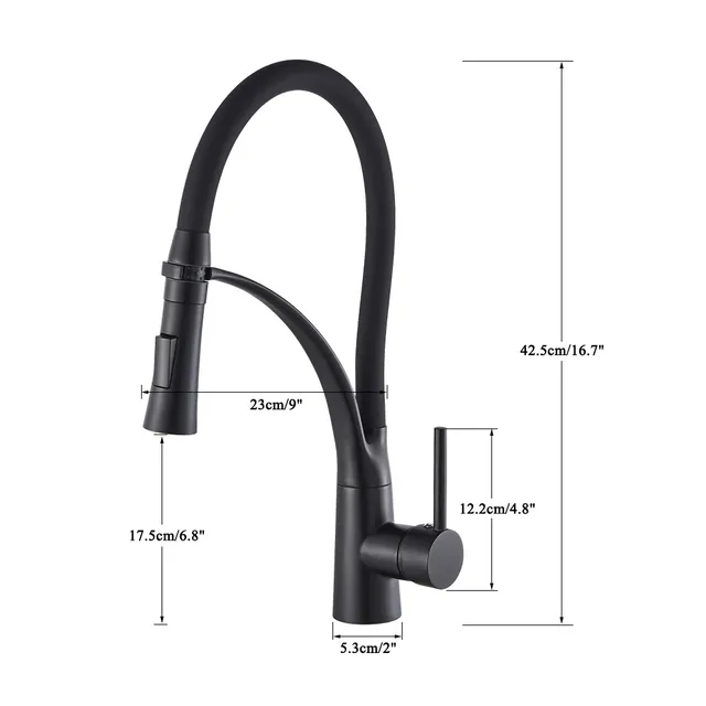 Robinet de cuisine en caoutchouc noir/Nickel/Chrome/or – vue 5