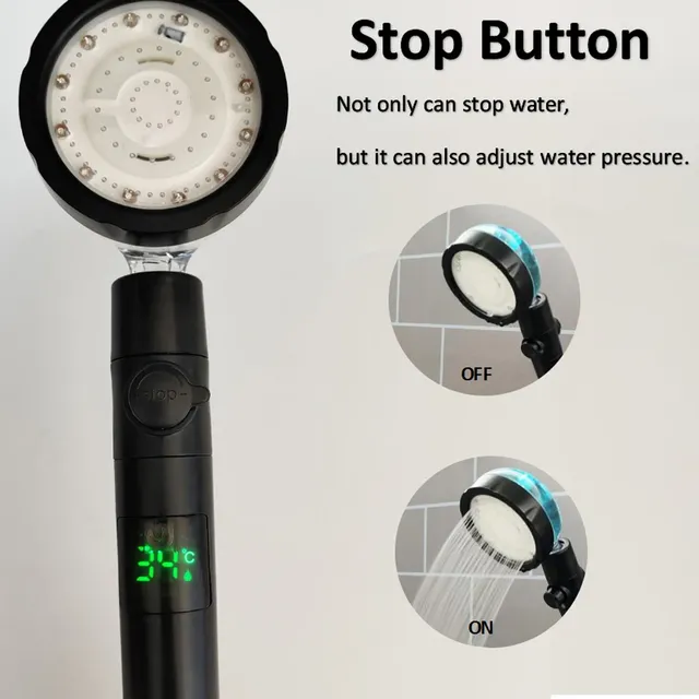 Pommeau de douche LED avec bouton d'arrêt – vue 5