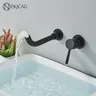 Robinet de lavabo mural noir mat – vue 4