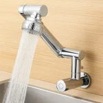 360 °   Robinet mural rotatif, finition chromée, robinet d&rsquo;évier de cuisine en acier inoxydable, buse à 2 Modes, robinet monotrou