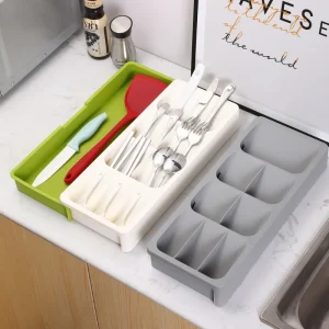 Plateau de rangement de couverts polyvalent, fourchette cuillère, organisateur compartimenté, tiroir de cuisine, boîtes de rangement catégorieisées