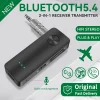 Transmetteur récepteur audio Bluetooth 5.4 2 en 1 3,5 mm AUX Hifi stéréo musique adaptateur sans fil avec micro pour voiture avion TV PC casque haut-parleur 【Convient pour l&rsquo;audio des avions】