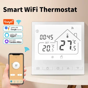 Thermostat de chauffage électrique intelligent Tuya WiFi, pour eau et sol, chaudière à gaz, contrôle de la température, fonctionne vocale avec Alexa Google Thermostat de chauffage électrique intelligent Tuya WiFi, pour eau et sol, chaudière à gaz, contrôle de la température, fonctionne vocale avec Alexa Google