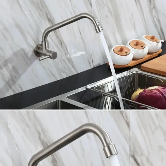 Robinet d'Eau Froide Simple Mural en Acier Inoxydable – vue 5