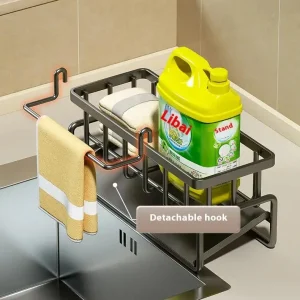 Support de rangement de cuisine en acier au carbone, panier de vidange d’évier, support d’éponge, panier de vidange, porte-serviettes de nettoyage Support de rangement de cuisine en acier au carbone, panier de vidange d’évier, support d’éponge, panier de vidange, porte-serviettes de nettoyage