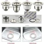 Mir de vidange d&rsquo;évier en acier inoxydable, trou d&rsquo;évier de cuisine, 110mm, 140mm