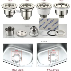 Mir de vidange d’évier en acier inoxydable, trou d’évier de cuisine, 110mm, 140mm Mir de vidange d’évier en acier inoxydable, trou d’évier de cuisine, 110mm, 140mm
