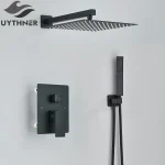 Ensemble de douche de bain noir, système de robinet de douche dissimulé mural, mitigeur de salle de bains à pluie, robinet de baignoire avec pulvérisateur à main