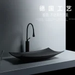 Art, lavabo de comptoir rectangulaire noir créatif, lavabo en céramique pour salle de bain, plateau de lavage artistique