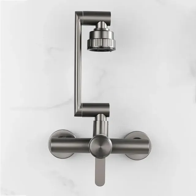 Robinet de cuisine mural en acier inoxydable – vue 3