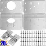 Kit de plaque de réparation de charnière d&rsquo;armoire, plaque de montage de charnière de porte de placard de cuisine avec trous pour accessoires de quincaillerie de meubles d&rsquo;armoire