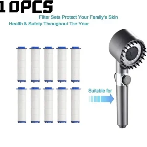 Filtre de douche de remplacement pour pomme de douche, 10 pièces, filtre à eau de douche à haut rendement pour éliminer le fluorure de chlore et l&rsquo;eau dure