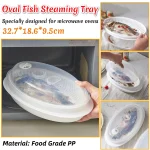 Plateau de cuisson ovale pour poisson, PP de qualité alimentaire spécialement conçu pour les fours à micro-ondes, cuiseur vapeur polyvalent avec couvercle pour pain de poisson