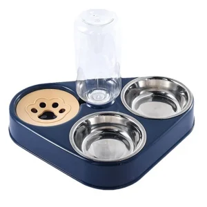 Bol d&rsquo;eau potable automatique, produits pour animaux de compagnie, trois bols, bassin de riz pour chat et chien, Anti-renversement, fournitures pour animaux de compagnie, B84B