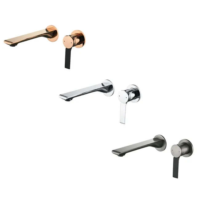 Robinet de lavabo mural tout en cuivre haut de gamme – vue 2