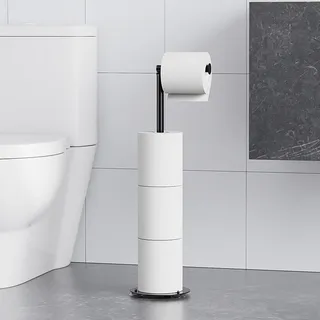 Porte papier toilette vertical sur pied métal noir mat colonne ronde…
