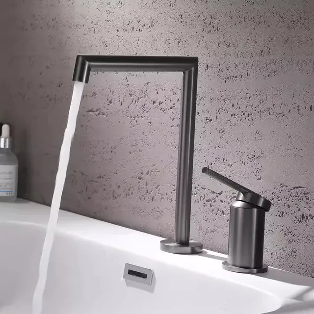Robinet de salle de bains en laiton brossé doré – vue 5