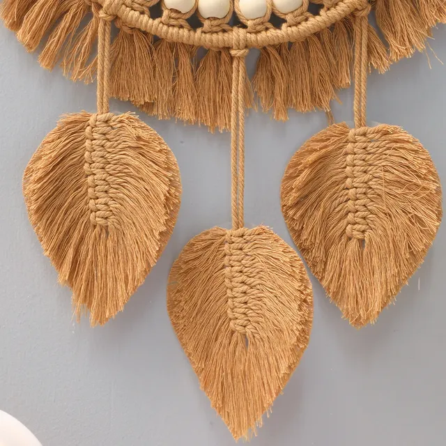Miroir mural rond macramé tissé main bohème folklorique… – vue 4
