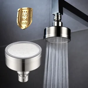 Pommeau de douche à économie d&rsquo;eau pressurisé brossé en acier inoxydable 304, petit jet supérieur, pomme de douche de salle de bain, détachable et lavable