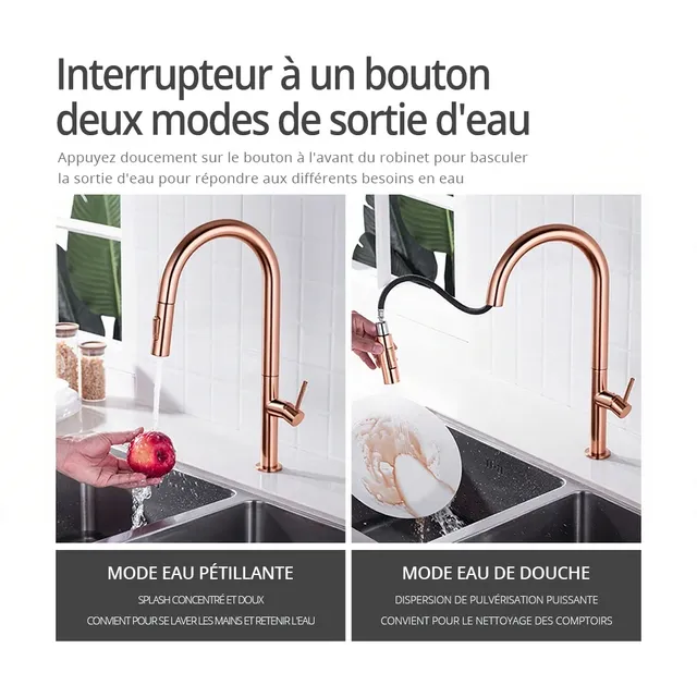 Robinet de cuisine en or brossé – vue 5