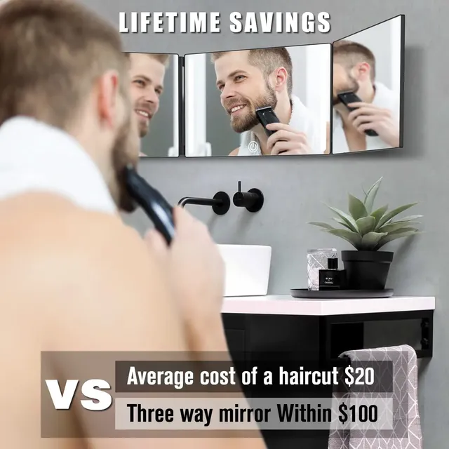 Miroir 3 voies pour la coupe de cheveux avec lumières – vue 2