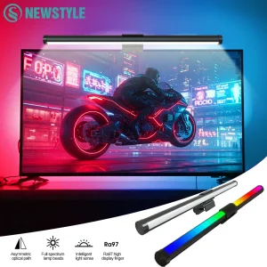Barre lumineuse RGB pour moniteur d’ordinateur, lampe de bureau de lecture USB, écran LED suspendu, soins des yeux, gradation de la température de couleur, pour le bureau et la maison Barre lumineuse RGB pour moniteur d’ordinateur, lampe de bureau de lecture USB, écran LED suspendu, soins des yeux, gradation de la température de couleur, pour le bureau et la maison