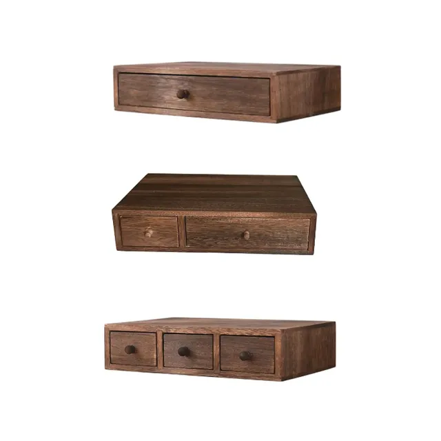 Organisateur bureau tiroir bois rustique massif compact… – vue 2