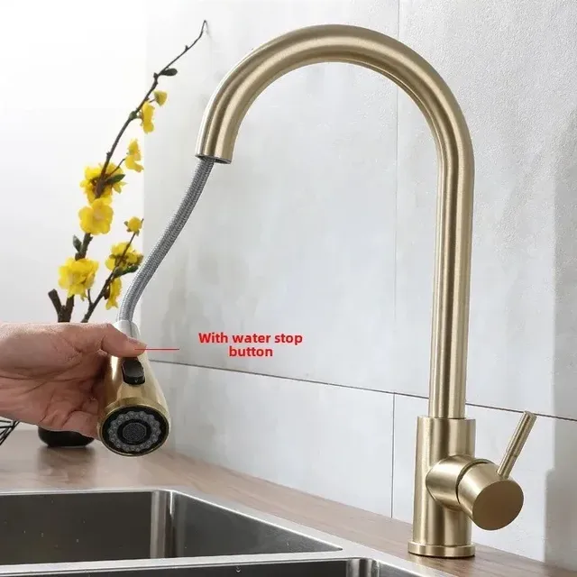 Robinet mitigeur de cuisine en acier inoxydable – vue 3
