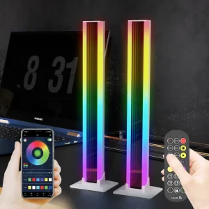 Une paire de lumières LED RVB pour décoration de chambre, lampe Abyss, Bluetooth, veilleuse ambiante, éclairage d’ambiance de bureau, TV, PC, jeu, cadeau de Noël Une paire de lumières LED RVB pour décoration de chambre, lampe Abyss, Bluetooth, veilleuse ambiante, éclairage d’ambiance de bureau, TV, PC, jeu, cadeau de Noël